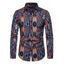 Chemise Décontractée Boutonnée à Imprimé Tribal à Manches Longues à Col Relevé - multicolor S