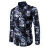 Chemise à Imprimé Église Partout Boutonnée à Manches Longues à Col Relevé - Noir 2XL
