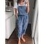 Combinaison Salopette Délavée avec Poche en Avant à Cordon en Denim - Bleu clair S