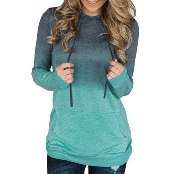 

Ombre Hoodie Pockets Long Sleeve Casual Sweatshirt With Hood, Light green