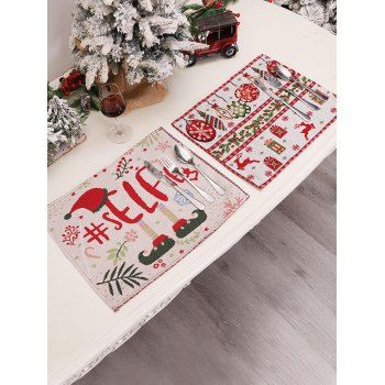 

2 Pcs Christmas Decorations Printed Placemats, Multicolor a