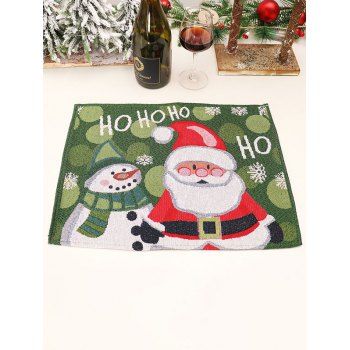 

Christmas Decoration Snowman Santa Claus Placemat, Deep green