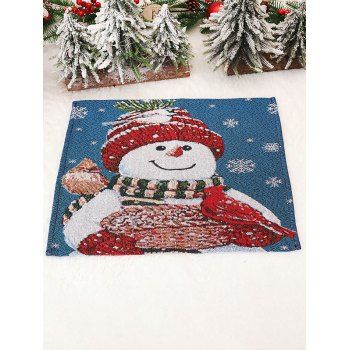 

Christmas Decoration Snowman Santa Claus Placemat, Blue