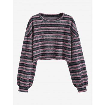 

Ethnic Graphic Cropped Knitwear, Light pink