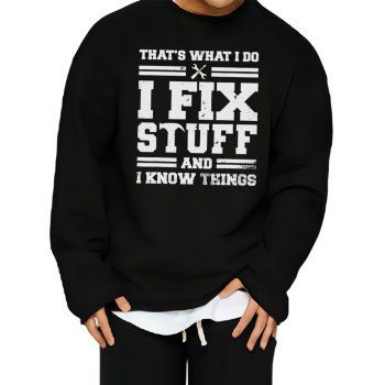 

Contrasting Slogan Graphic Print Sweatshirt Drop Shoulder Frayed Hem Casual Sweatshirt, Black