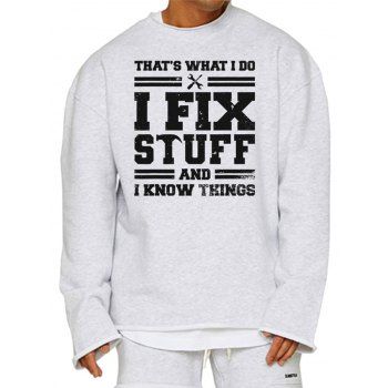 

Contrasting Slogan Graphic Print Sweatshirt Drop Shoulder Frayed Hem Casual Sweatshirt, Gray