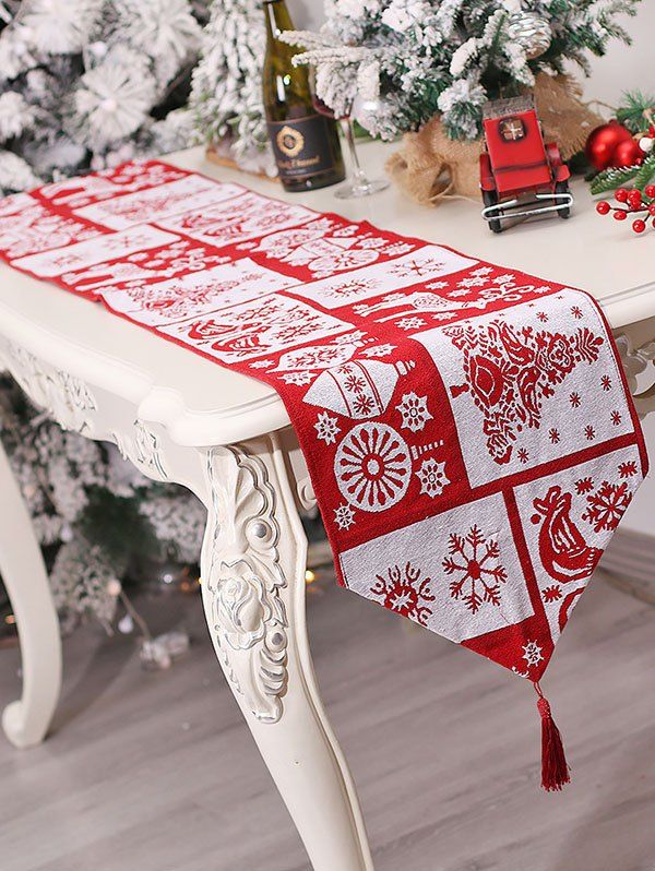 Nappe d'Isolation Thermique Décoration de Table Maison de Gland de Noël - Rouge 