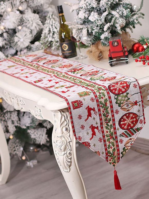 Nappe d'Isolation Thermique avec Franges Décoration à Isolation de Noël - Blanc 