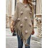 Texture Sweater Plain Color Faux Fur Ball Fringe V Neck Pullover Long Sweater - LIGHT COFFEE M