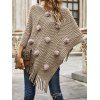 Pull Long Texturé à Col en V en Fausse Fourrure à Franges - café lumière M