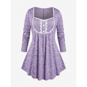 

Plus Size Square Neck Space Dye Tee, Light purple