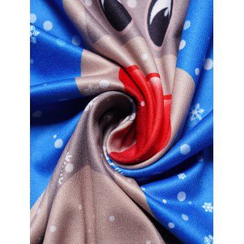 Christmas Cute Elk Snowflake Print Top Cold Shoulder V Neck Long Sleeve Xmas Top