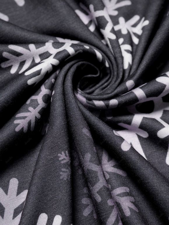 T-shirt à Manches Longues à Imprimé Rayures et Flocon de Neige de Noël - Noir M