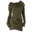 Robe à Capuche Long en Tricot Ceinturé à Manches Longues à Col Bénitier Trou pour Pouce - Vert profond M