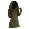 Robe à Capuche Long en Tricot Ceinturé à Manches Longues à Col Bénitier Trou pour Pouce - Vert profond M