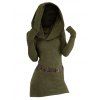 Hooded Cowl Neck Knit Mini Dress Thumb Hole Full Sleeve Belted Knitted Bodycon Dress - DEEP GREEN M