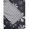 Christmas Snowflake Stripe Print Top Crossover Shawl Neck Long Sleeve Xmas Top - BLACK 2XL