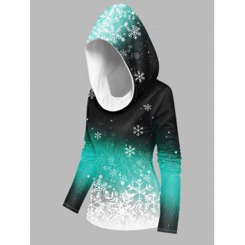 

Ombre Hoodie Christmas Hoodie Snowflake Pattern Long Sleeve Sweatshirt With Hood, Black