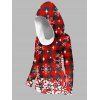Sweat à Capuche à Carreaux à Motif Flocon de Neige et Lettre de Noël à Manches Longues - Rouge XXXL