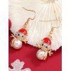 Boucles D'Oreilles de Noël Pendantes Mignon avec Fausse Perle - Blanc 