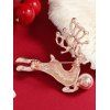 Broche en Forme D'Adorable Élan de Noël en Strass et Perles Fantaisies - d'or 