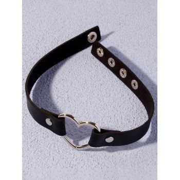 Hollow Out Heart Faux Leather Punk Choker Necklace