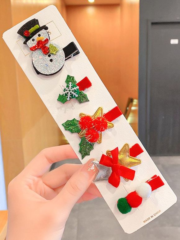 5 Pièces Pinces à Cheveux de Noël Mignon - multicolor A 