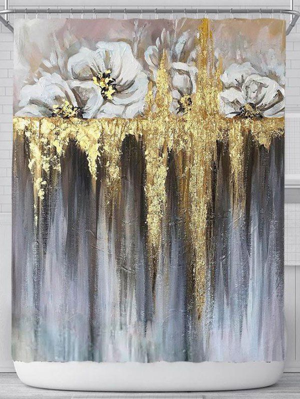Rideau de Douche Imperméable à Imprimé Fleur Pour de Salle de Bain - multicolor W59 X L71 INCH