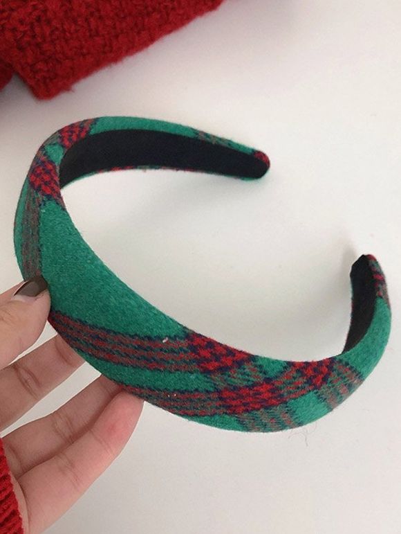 Bandeau de Cheveux de Noël à Carreaux Imprimé - Vert profond 