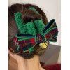 Griffe de Cheveux Noël à Imprimé Griffe de Cloche en Fausse Fourrure - Vert profond 