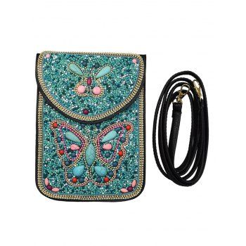 

Bohemian Phone bag Beaded Tree Small Ethnic Style Crossbody Bag, Light green