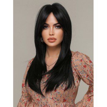 

Straight Middle Part Long Wig Capless Synthetic Wig, Black