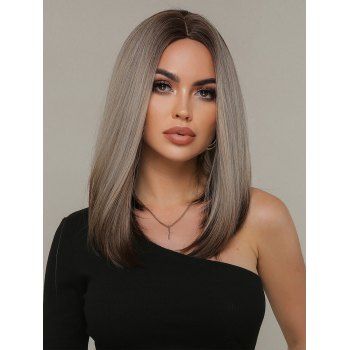 

Ombre Straight Wig Middle Part Capless Synthetic Wig, Multicolor a