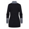 Haut Tricoté en Blocs de Couleurs Contrasté avec Faux Bouton et Poche Kangourou à Manches Longues - Noir XL