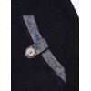 Haut Tricoté en Blocs de Couleurs Contrasté avec Faux Bouton et Poche Kangourou à Manches Longues - Noir XL