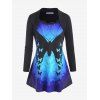 Haut Poncho Papillon à Ourlet en Dentelle de Grande Taille - Bleu L