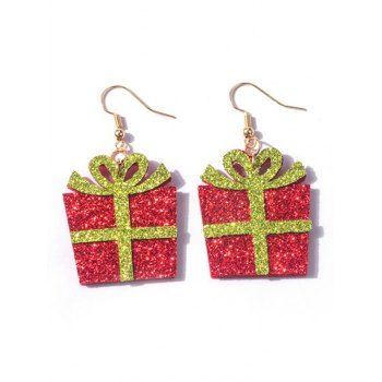 

Glitter Drop Earrings Sequined Christmas Gift Shape Earrings, Red
