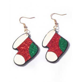 

Cute Earrings Sequined Christmas Stocking Shape Drop Earrings, Red