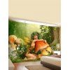 Tapisserie Murale Motif Fille-Champignon et Paysage de Forêt Décor Maison - multicolor 95 CM X 73 CM