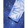 Robe Mi-Longue Haute Basse Ceinturée à Imprimé Flocon de Neige de Noël à Manches Longues - Bleu profond M