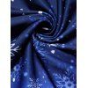 Robe Mi-Longue Haute Basse Ceinturée à Imprimé Flocon de Neige de Noël à Manches Longues - Bleu profond M