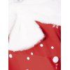 Ombre Snowflake Print Christmas Dress Faux Fur Bowknot Cold Shoulder High Waist Dress - RED L