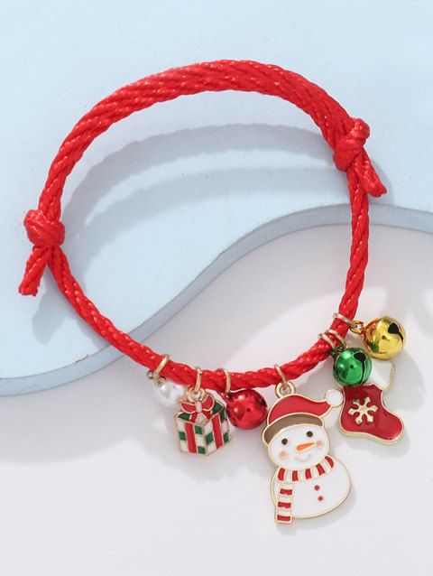 Bracelet Charmant en Forme D'Adorable Bonhomme de Neige et Chaussette de Noël