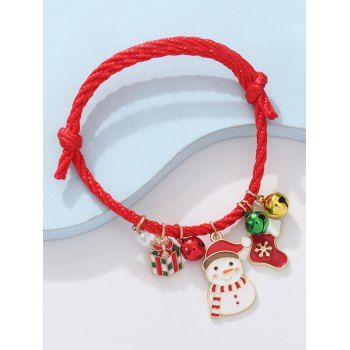 

Cute Christmas Bell Snowman Gift Stocking Charms Bracelet, Multicolor a