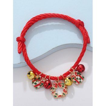 

Christmas Bracelet Gift Bell Wreath Charms Adjustable Bracelet, Multicolor a