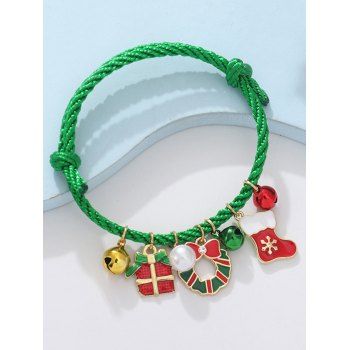 

Christmas Bracelet Stocking Bell Wreath Gift Charm Adjustable Bracelet, Multicolor a