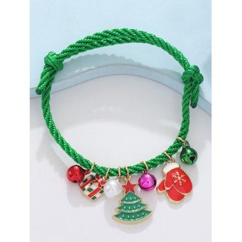 

Christmas Tree Bell Gift Faux Pearl Gloves Charms Adjustable Cute Bracelet, Multicolor a