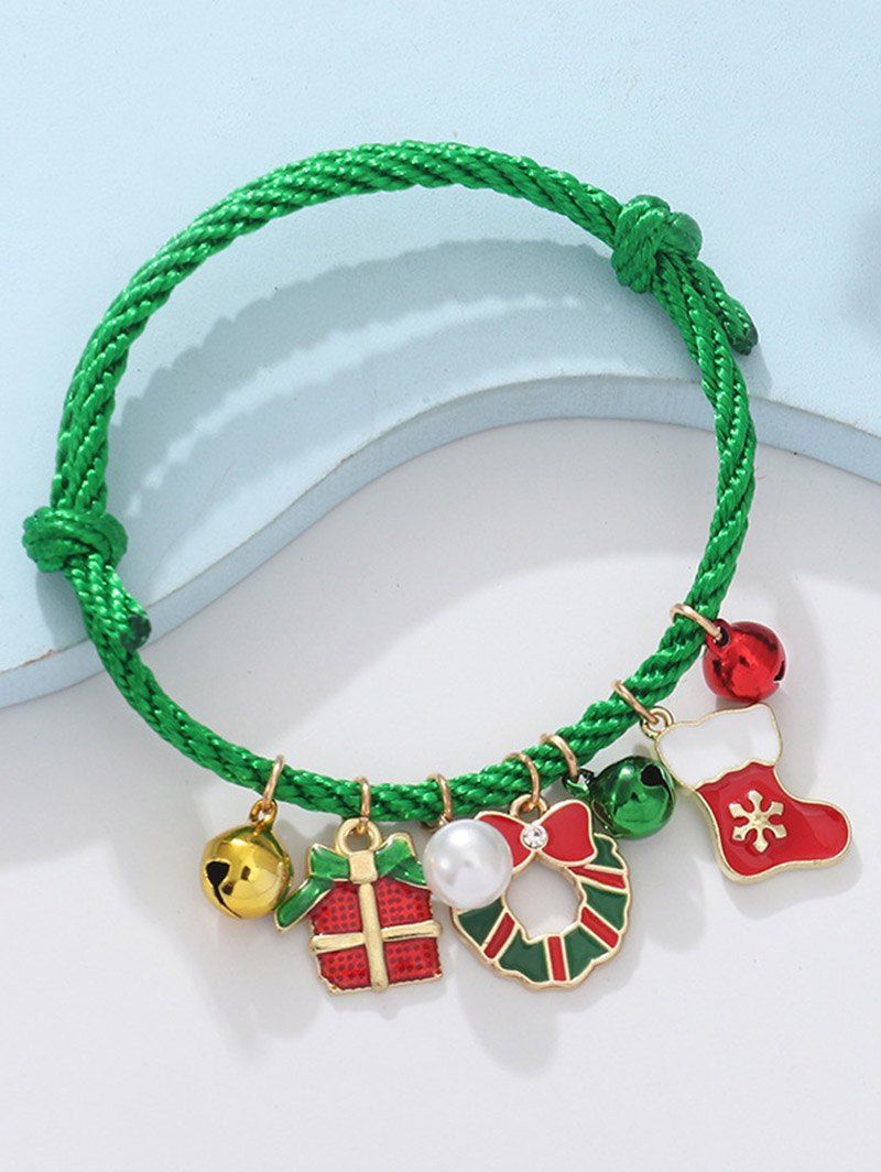 Bracelet à Breloques Réglable Motif Chaussette et Cloche de Noël pour Cadeau - multicolor A 1PC