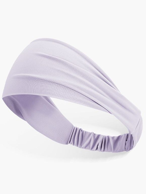 Bandeau de Sport Élastique Large en Couleur Unie - Violet clair 