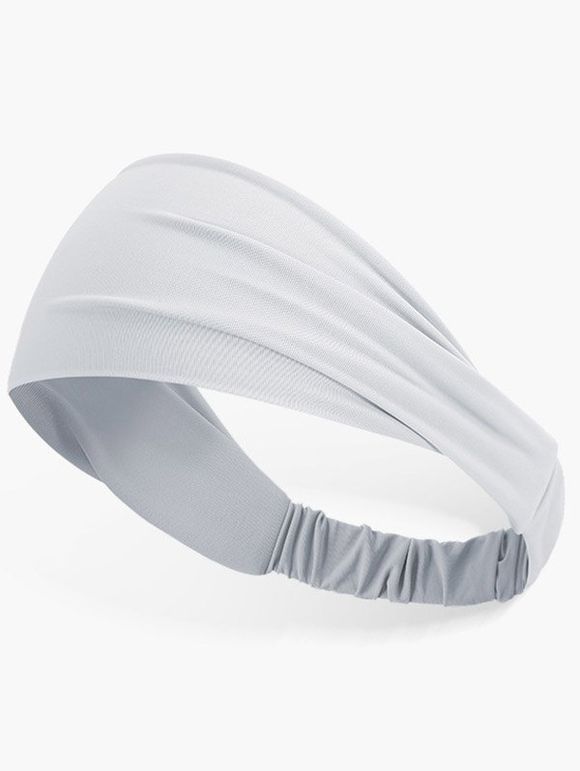 Bandeau de Sport Élastique Large en Couleur Unie - Gris Clair 